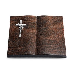 Grabbuch Livre/Englisch-Teak Kreuz/Ähren (Alu)