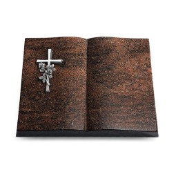 Grabbuch Livre/Englisch-Teak Kreuz/Rose (Alu)