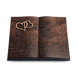 Grabbuch Livre/Englisch-Teak Herzen (Bronze)