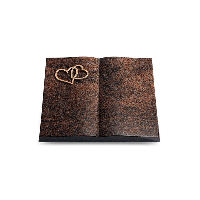 Grabbuch Livre/Englisch-Teak Herzen (Bronze)