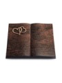 Grabbuch Livre/Englisch-Teak Herzen (Bronze)