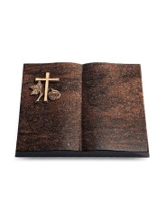 Grabbuch Livre/Englisch-Teak Kreuz 1 (Bronze)