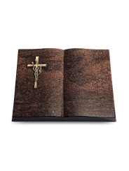 Grabbuch Livre/Englisch-Teak Kreuz/Ähren (Bronze)