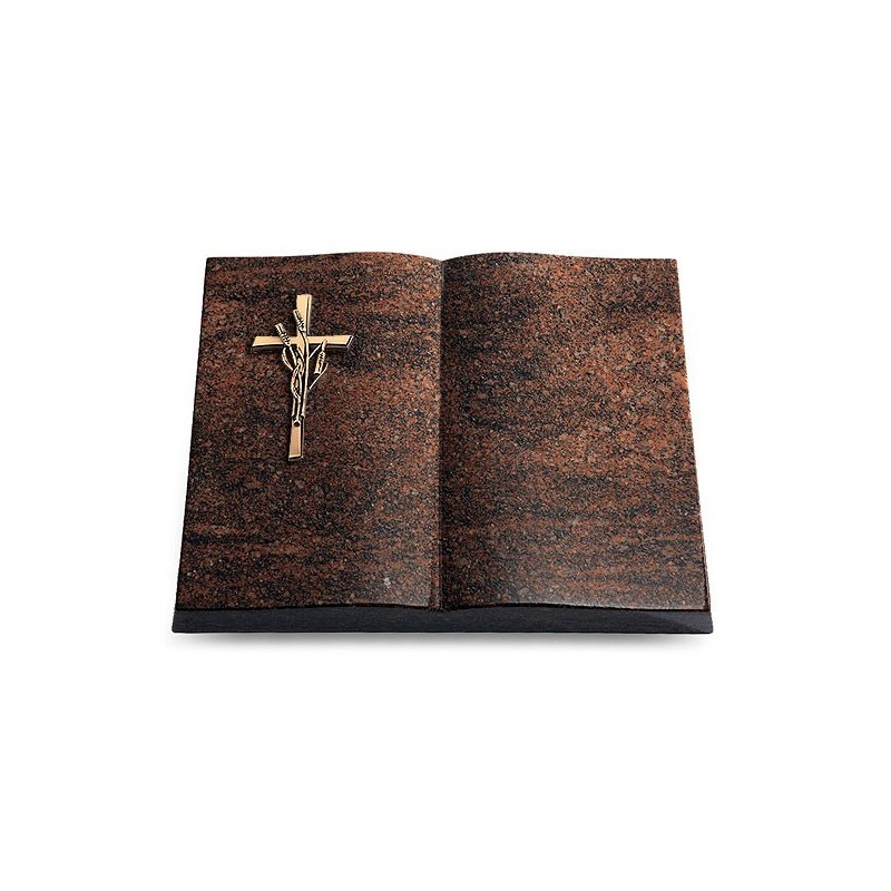 Grabbuch Livre/Englisch-Teak Kreuz/Ähren (Bronze)