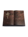 Grabbuch Livre/Englisch-Teak Kreuz/Rose (Bronze)