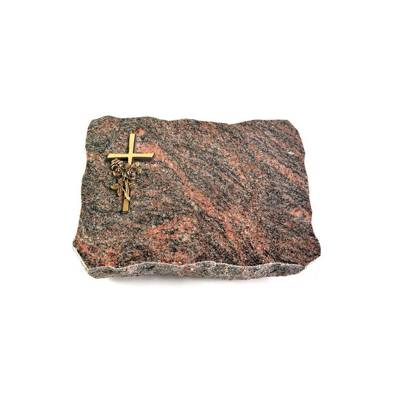 Grabplatte Himalaya Pure Kreuz/Rose (Bronze)