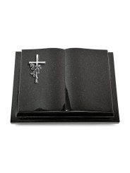 Grabbuch Livre Podest/Indisch Black Kreuz/Rose (Alu)