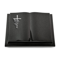 Grabbuch Livre Podest/Indisch Black Kreuz/Rose (Alu)