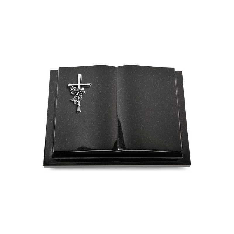 Grabbuch Livre Podest/Indisch Black Kreuz/Rose (Alu)