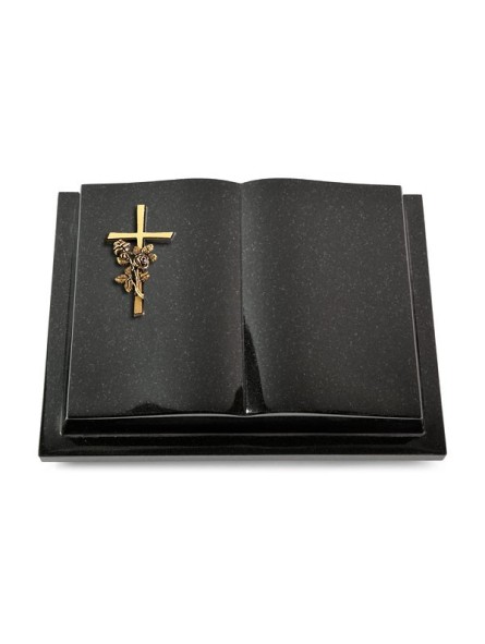 Grabbuch Livre Podest/Indisch Black Kreuz/Rose (Bronze)