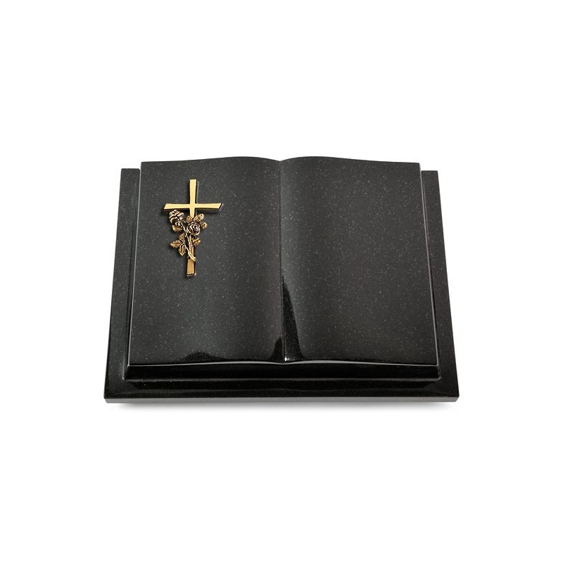 Grabbuch Livre Podest/Indisch Black Kreuz/Rose (Bronze)