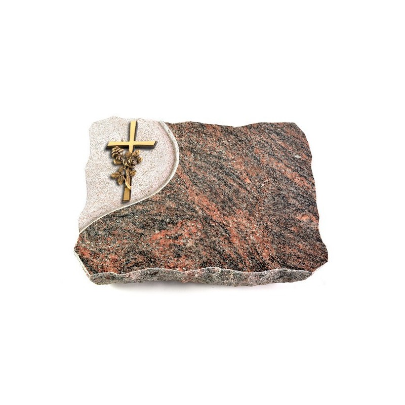 Grabplatte Himalaya Folio Kreuz/Rose (Bronze)