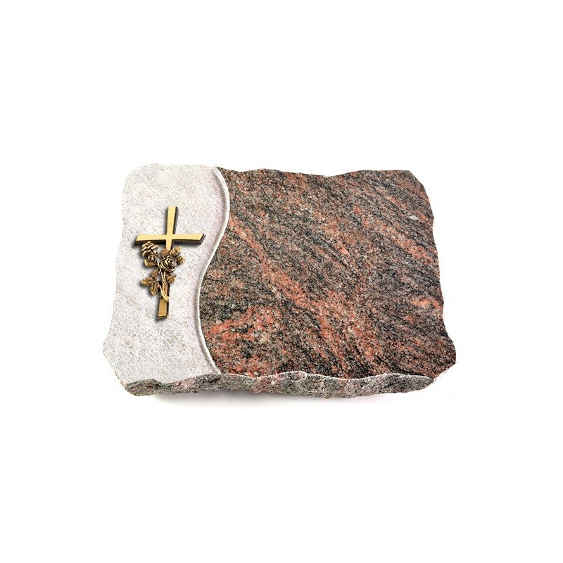 Grabplatte Himalaya Wave Kreuz/Rose (Bronze)