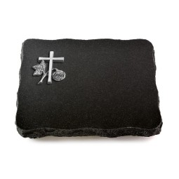 Grabplatte Indisch Black Pure Kreuz 1 (Alu)