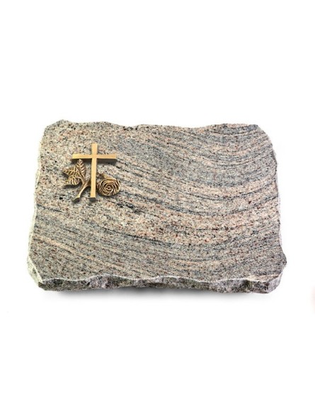 Grabplatte Juparana/Pure Kreuz 1 (Bronze)