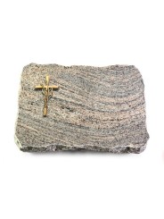 Grabplatte Juparana/Pure Kreuz/Ähren (Bronze)