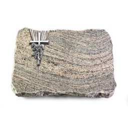 Grabplatte Juparana/Delta Kreuz/Rose (Alu)