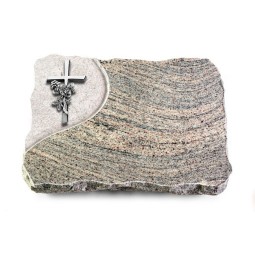 Grabplatte Juparana/Folio Kreuz/Rose (Alu)