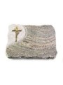 Grabplatte Juparana/Folio Kreuz/Ähren (Bronze)