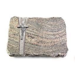 Grabplatte Juparana/Strikt Kreuz/Ähren (Alu)