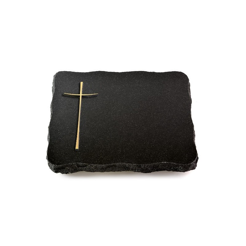 Grabplatte Indisch Black Pure Kreuz 2 (Bronze)