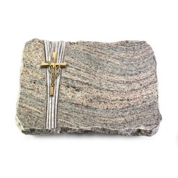 Grabplatte Juparana/Strikt Kreuz/Ähren (Bronze)