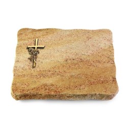 Grabplatte Kashmir/Pure Kreuz/Rose (Bronze)