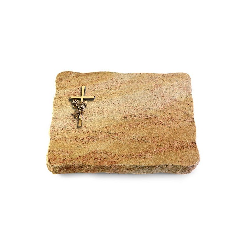 Grabplatte Kashmir/Pure Kreuz/Rose (Bronze)