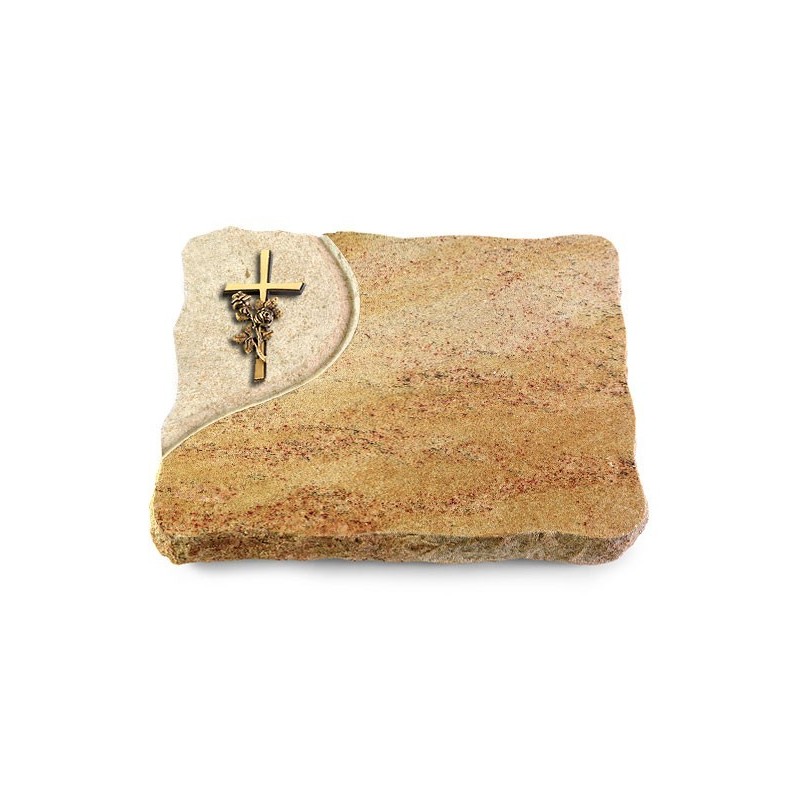 Grabplatte Kashmir/Folio Kreuz/Rose (Bronze)