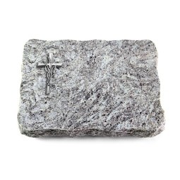 Grabplatte Marina Blue/Pure Kreuz/Ähren (Alu)