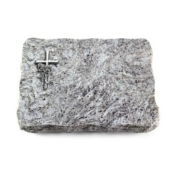 Grabplatte Marina Blue/Pure Kreuz/Rose (Alu)