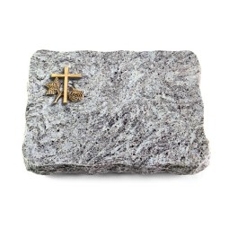 Grabplatte Marina Blue/Pure Kreuz 1 (Bronze)