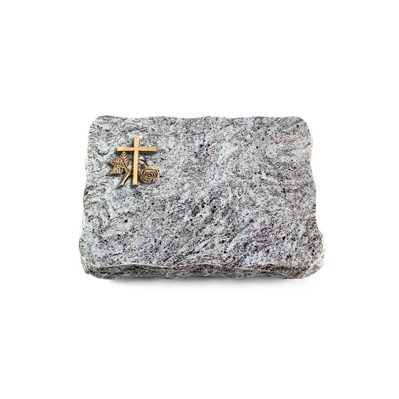 Grabplatte Marina Blue/Pure Kreuz 1 (Bronze)