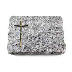 Grabplatte Marina Blue/Pure Kreuz 2 (Bronze)