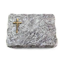 Grabplatte Marina Blue/Pure Kreuz/Ähren (Bronze)