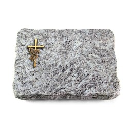 Grabplatte Marina Blue/Pure Kreuz/Rose (Bronze)