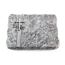 Grabplatte Marina Blue/Strikt Kreuz 1 (Alu)