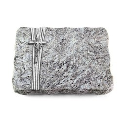 Grabplatte Marina Blue/Strikt Kreuz/Ähren (Alu)