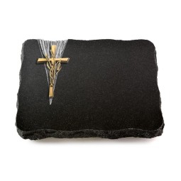 Grabplatte Indisch Black Delta Kreuz/Ähren (Bronze)