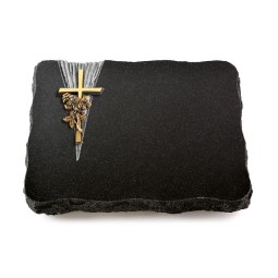 Grabplatte Indisch Black Delta Kreuz/Rose (Bronze)