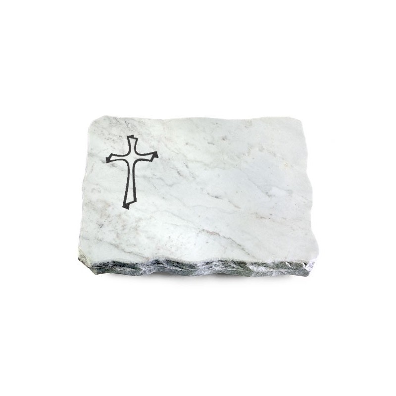 Grabplatte Omega Marmor/Pure Kreuz 1