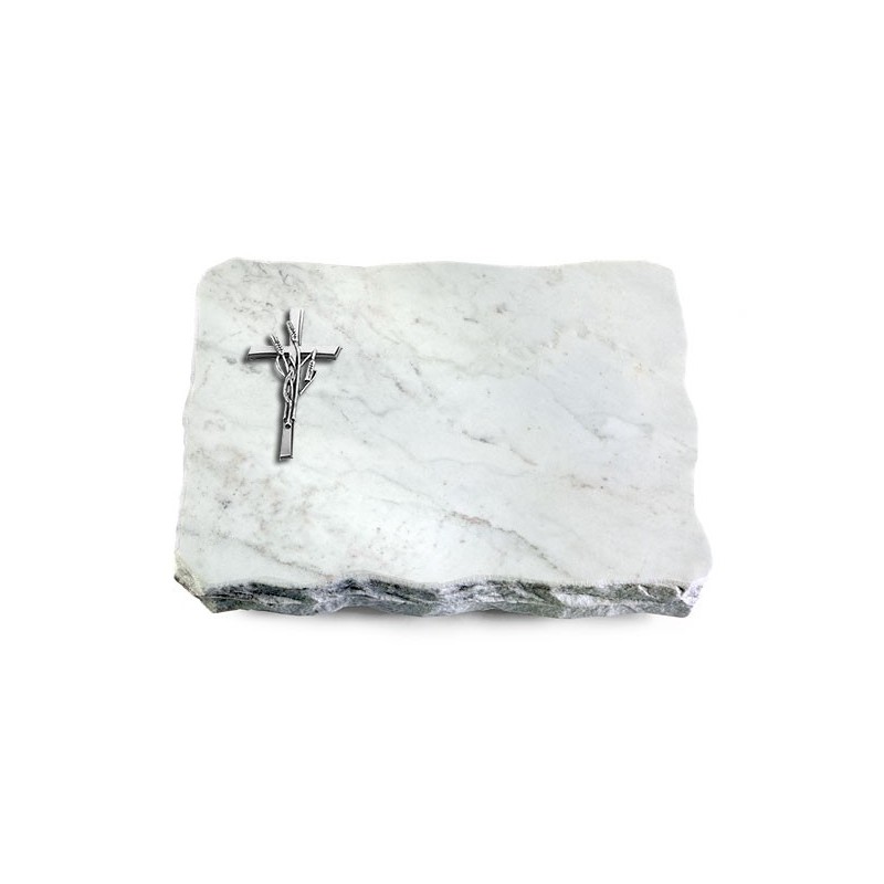 Grabplatte Omega Marmor/Pure Kreuz/Ähren (Alu)