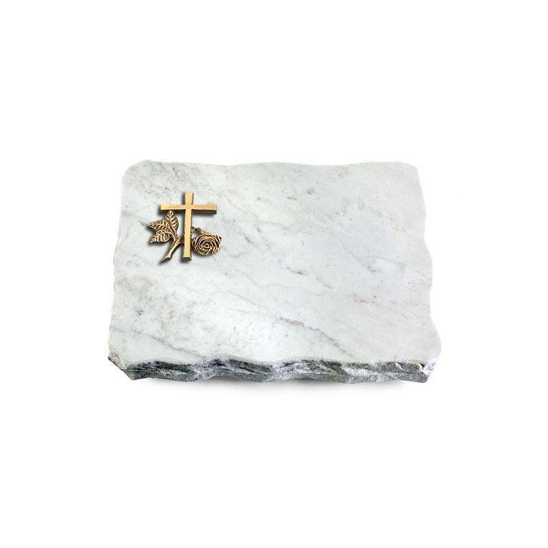 Grabplatte Omega Marmor/Pure Kreuz 1 (Bronze)