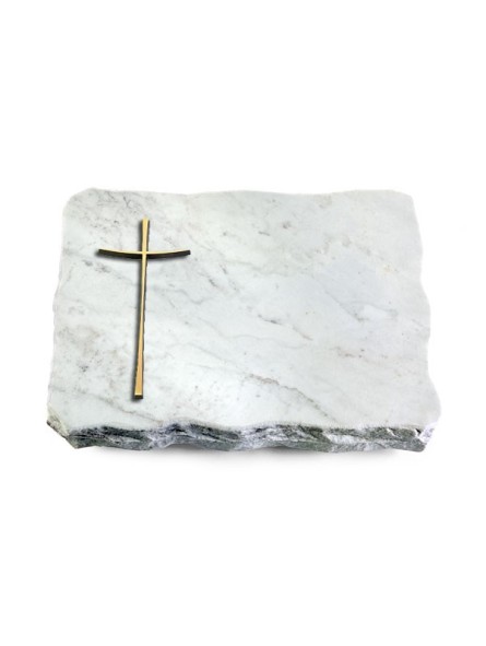 Grabplatte Omega Marmor/Pure Kreuz 2 (Bronze)
