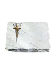 Grabplatte Omega Marmor/Delta Kreuz/Ähren (Bronze)