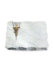 Grabplatte Omega Marmor/Delta Kreuz/Rose (Bronze)
