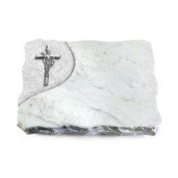 Grabplatte Omega Marmor/Folio Kreuz/Ähren (Alu)