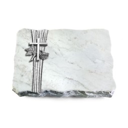 Grabplatte Omega Marmor/Strikt Kreuz 1 (Alu)