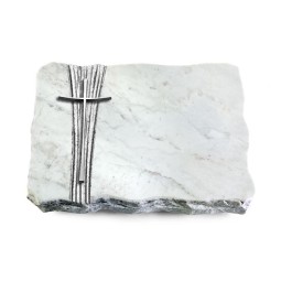 Grabplatte Omega Marmor/Strikt Kreuz 2 (Alu)