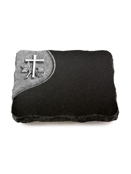 Grabplatte Indisch Black Folio Kreuz 1 (Alu)